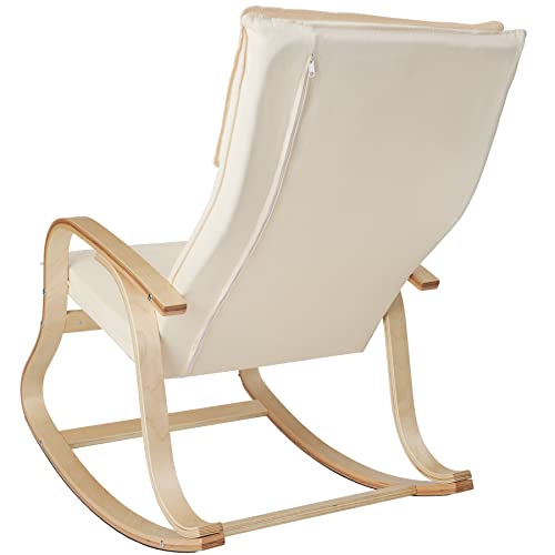 TecTake 801034 - Mecedora Roca de Madera de Abedul 150kg, Silla Mecedora, Oscilante, Sillón Ergonómico para Balanceo (Beige)