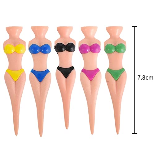 Tees de Golf Divertidos Lady Bikini 5 Piezas 76 mm/ 3 Pulgadas Funny Golf Tees Mujer Golf Tees Plastic Golf Tees para Hombres Mujeres Golf Training Golf Accesorios Práctica de Golf