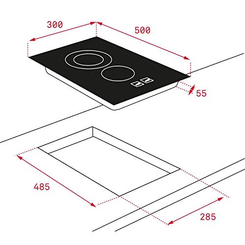 Teka CGB LUX 2G AL CI BUT - Placa de Gas Butano Modular de 30cm, 2 Quemadores, Parrillas de Fundición, 2 Fuegos, Color Negro