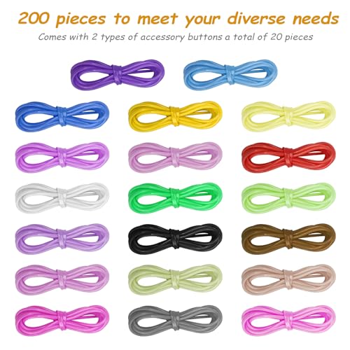 tekenewbse 200PCS Hilo Plastico, Hilo Scoubidou Cuerda, Cuerdas para Hacer Pulseras, Scooby Doo con Llavero y Gancho para Collar Pulsera Llavero DIY Manualidades Abalorio Cuerda de Cuentas