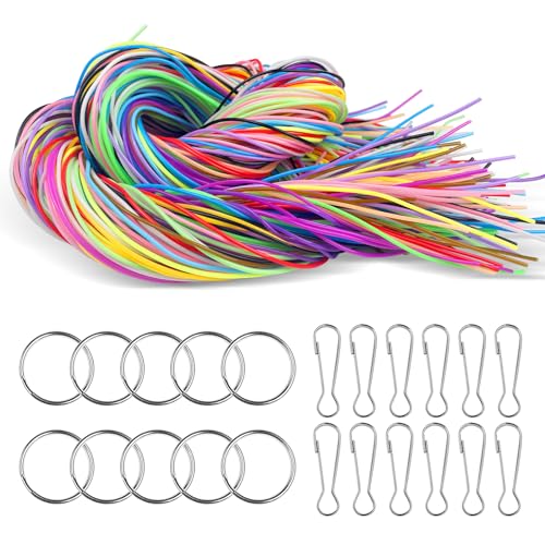 tekenewbse 200PCS Hilo Plastico, Hilo Scoubidou Cuerda, Cuerdas para Hacer Pulseras, Scooby Doo con Llavero y Gancho para Collar Pulsera Llavero DIY Manualidades Abalorio Cuerda de Cuentas