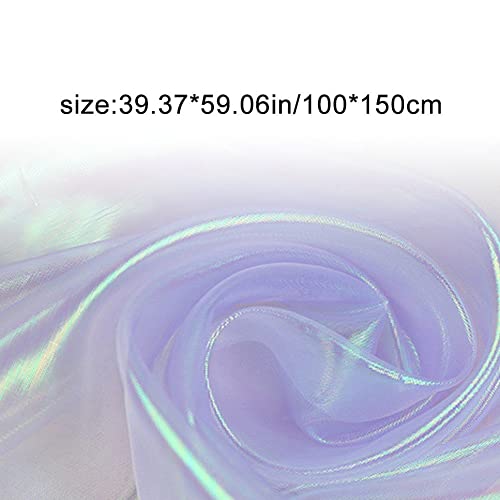 Tela de Organza iridiscente transparente 150 * 100cm tela de satén sedoso brillante para vestido de boda decoraciones artesanales de moda