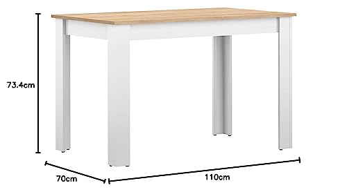 Temahome Mesa de comedor Nice, tablero de partículas de melamina, blanco y roble, 110 x 70 x 73 cm (LxAxH)