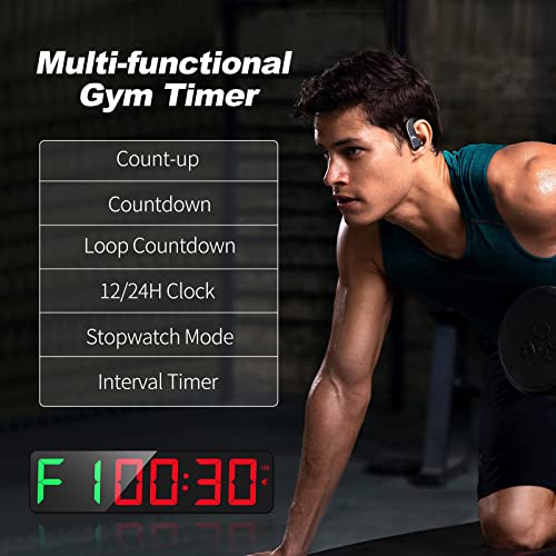 Temporizador con Reloj Gimnasio de Pared Digital LED Grande de 15",Fitness Temporizador de Intervalos con Cronómetro,Regresiva/Ascendente,Volumen Ajustable,Timer de Entrenamiento con Control Remoto