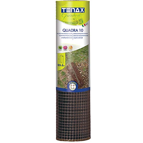 Tenax Malla de Plástico Quadra 10 Marrón 0,50x5 m, Malla Protectora Multiuso para Balcones, Vallas y Cercados