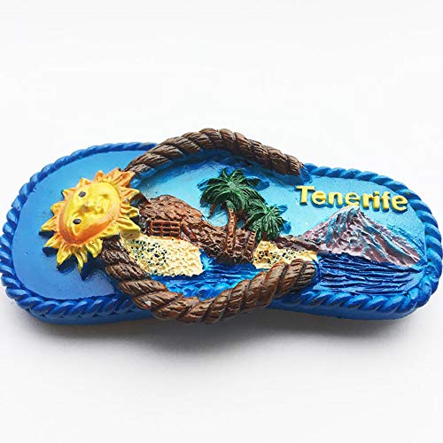 Tenerife Spain - Chanclas 3D para refrigerador (resina, recuerdos, hechos a mano, decoración para el hogar y la cocina, imán para nevera de Tenerife, colección de regalo)