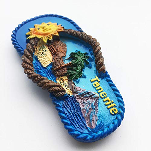 Tenerife Spain - Chanclas 3D para refrigerador (resina, recuerdos, hechos a mano, decoración para el hogar y la cocina, imán para nevera de Tenerife, colección de regalo)