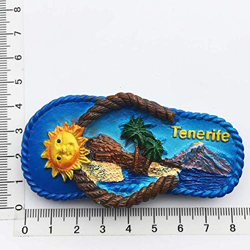 Tenerife Spain - Chanclas 3D para refrigerador (resina, recuerdos, hechos a mano, decoración para el hogar y la cocina, imán para nevera de Tenerife, colección de regalo)