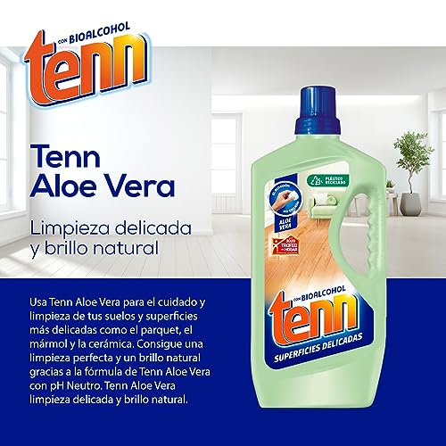 Tenn Aloe Vera- Limpiador para superficies delicadas con pH neutro - Para suelos de parquet, mármol, cerámica, gres y terrazo - Efecto reparación - 1,3 Litros