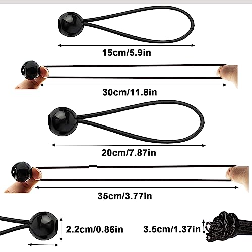 Tensores Elasticos 50 Piezas,Cuerda elástica con Bola,Tensor de Goma,Tensor Bola Tensores,Cuerdas elásticas con Bola,15 y 20cm Tensores Elasticos con Bola para Lonas,Tiendas de campaña,toldos,Camping