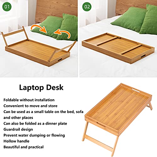 TENTI Escritorio de Cama Plegable - Escritorio de Cama Bandeja de Frutas Plegable Mango Hueco Mesa de sofá para computadora portátil pequeña para alquilar habitación Dormitorio