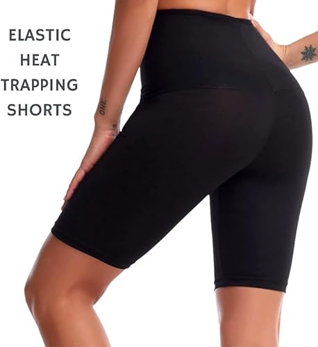 TERNOS - X2 Pantalones Sauna Adelgazantes de Mujer - Pantalón Corto de Sudoración con Cintura Alta - Pantalon Efecto Sauna Ajustable – Leggins Reductores Compresión Térmica para Gym o Fitness (L)