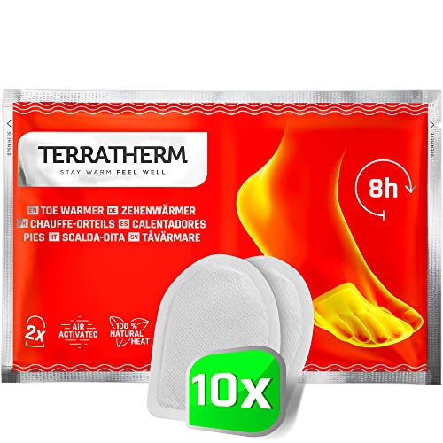 TerraTherm Calentador de pies Adhesivos, 8 Horas de pies cálidos, Plantillas calentadoras para pies adecuadas para Todo Tipo de Zapatos, extrapesos, cómodos y Suaves, Plantillas calefactoras y