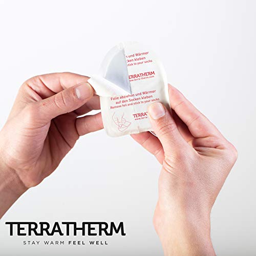 TerraTherm Calentador de pies Adhesivos, 8 Horas de pies cálidos, Plantillas calentadoras para pies adecuadas para Todo Tipo de Zapatos, extrapesos, cómodos y Suaves, Plantillas calefactoras y