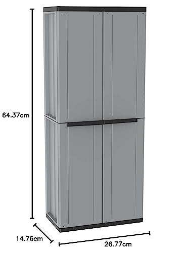 Terry, Jline 368, Armario Escobero con Espacio Vertical y 4 Estantes. 68x37,5x163,5 cm