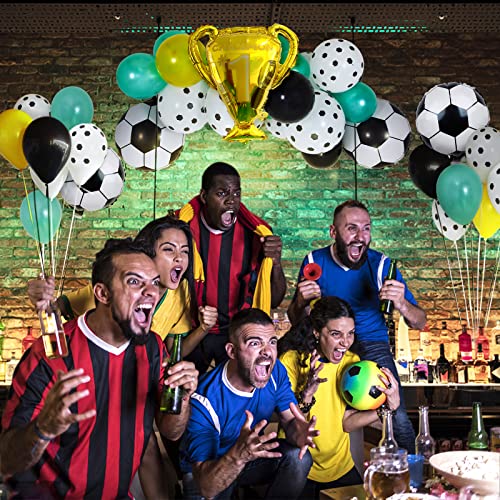 Teselife Kit de Arco Guirnalda de Globos Fútbol, 65 Piezas Verde Blancos Negros Decoración Cumpleaños Globos para Fiestas Temáticas Fútbol Globo Niños Niñas Aficionados al Fútbol Accesorios Fiesta