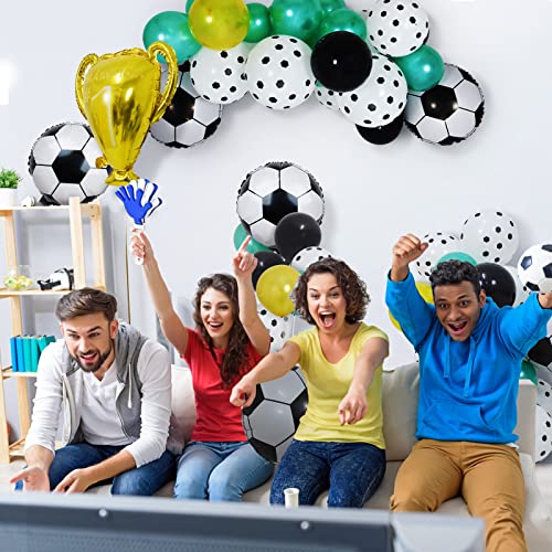 Teselife Kit de Arco Guirnalda de Globos Fútbol, 65 Piezas Verde Blancos Negros Decoración Cumpleaños Globos para Fiestas Temáticas Fútbol Globo Niños Niñas Aficionados al Fútbol Accesorios Fiesta