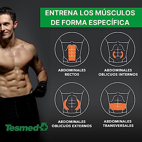 TESMED Absolute: Cinturón para Electroestimulación de Abdominales Centrales y Laterales - Recargable por USB, 15 Programas, 99 Intensidades - Inalámbrico, Unisex