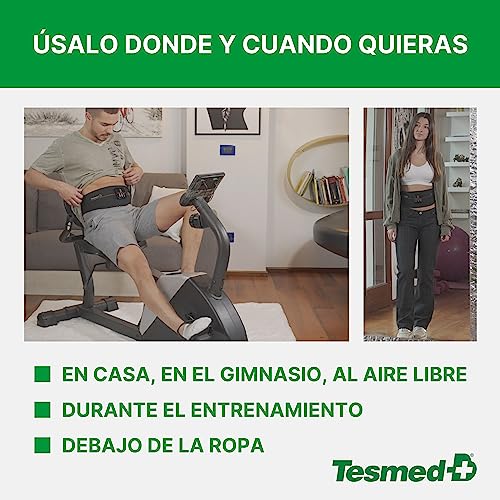 TESMED Absolute: Cinturón para Electroestimulación de Abdominales Centrales y Laterales - Recargable por USB, 15 Programas, 99 Intensidades - Inalámbrico, Unisex