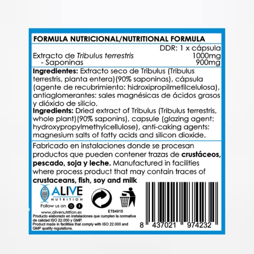 Testosterona hombre. Testosterona pura. Tribulus terrestris con 90 cápsulas. Tribulus 1000mg. Testosterona hombre musculación. Suplemento ideal Pre Entreno y recuperador muscular. Vitaminas hombre.