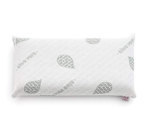 Textilhome - Almohada Viscoelástica - 135 cm - Tejido Ecológico Aloe Vera, núcleo de Visco Puro 100% Natural - Doble Funda con Cremallera. Adaptativa Termoregulada.