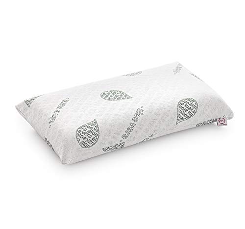 Textilhome - Almohada Viscoelástica - 135 cm - Tejido Ecológico Aloe Vera, núcleo de Visco Puro 100% Natural - Doble Funda con Cremallera. Adaptativa Termoregulada.