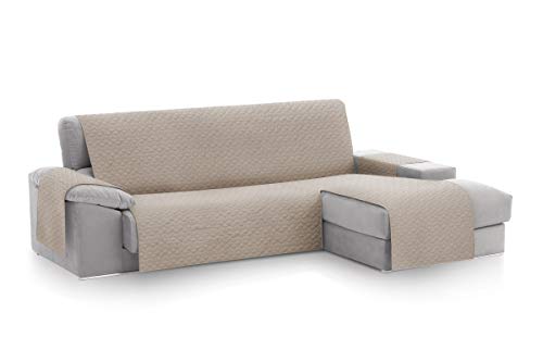 Textilhome - Funda Cubre Sofá Chaise Longue Circus, Protector para Sofás Acolchado Brazo Derecho. Tamaño -240cm. Color Beige (Visto DE Frente)