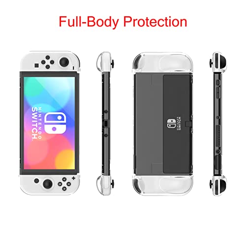 Teyomi Funda Compatible con Nintendo Switch OLED, Funda Switch OLED Transparente Dockable, Switch OLED Accesorios con Bolsa, Protector de Pantalla, Funda para Joy-con, Gorra de Joystick (Negro)