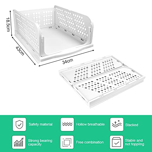 THATSRAD 3 PZS Organizador Plegable Cajas Almacenaje Ropa Cajones Apilables Separadores de Armario, Dormitorio, Cocina (43 x 34 x 18,5cm/Blanco)