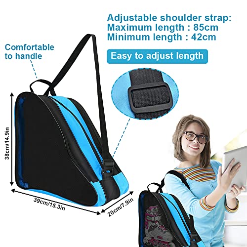 THATSRAD Mochila para Patines Bolsa Patines Niños y Adultos con 3 Capas Mochila para Patines en Linea, Bolsa para Guardar Patines 4 Ruedas, Patinaje Artistico, Casco y Protecciones (39 * 40 * 28cm)