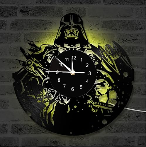 The Boys - Reloj de pared de vinilo de Star Wars de 12 pulgadas con LED de 7 colores que cambian de reloj de pared para niños, arte de pared, hecho a mano, decoración del hogar