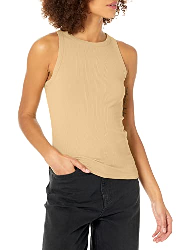 The Drop Valerie Camiseta sin Mangas en Punto de Canalé de Cuello Cerrado con Espalda de Nadadora para Mujer, Curds & Whey, 3XL Grande