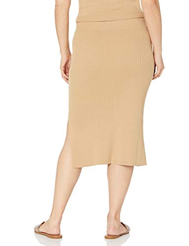 The Drop Vera Falda Midi Ajustada de Punto con Abertura Lateral para Mujer, Curds & Whey, 3XL Grande