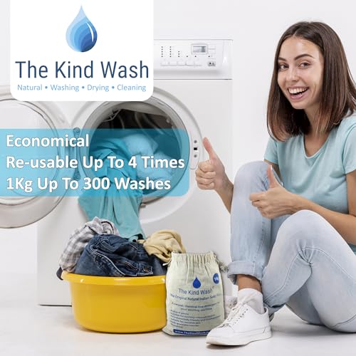 The Kind Wash Nueces de Jabón Nueces de Lavado 1Kg Natural Indio Para Lavandería Para Lavar Ropa Alternativa Orgánica Y Ecológica al Detergente en Polvo, Limpiador de Ropa Y Hojas de Detergente