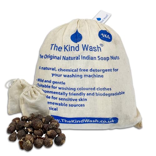 The Kind Wash Nueces de Jabón Nueces de Lavado 1Kg Natural Indio Para Lavandería Para Lavar Ropa Alternativa Orgánica Y Ecológica al Detergente en Polvo, Limpiador de Ropa Y Hojas de Detergente