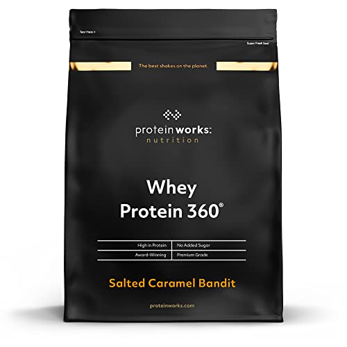 THE PROTEIN WORKS Whey Protein 360 | Batido Alto En Proteínas Para Construir Músculo| Combinación TRI-Proteica | Caramelo Salado | 600g