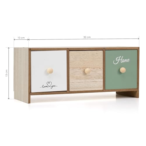 THE SECRET HOME - Minimueble Joyero de 3 Cajones - Caja para Joyas en Madera de MDF - Regalo Día de la Madre, Boda, Cumpleaños para Joyas de Mujer - Decoración para Dormitorio, Vestidor (Modelo 9)