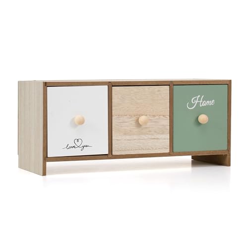 THE SECRET HOME - Minimueble Joyero de 3 Cajones - Caja para Joyas en Madera de MDF - Regalo Día de la Madre, Boda, Cumpleaños para Joyas de Mujer - Decoración para Dormitorio, Vestidor (Modelo 9)