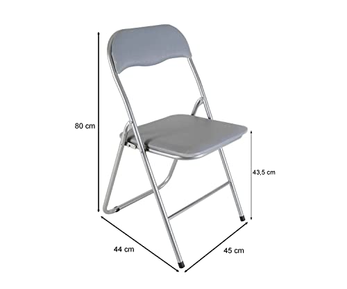 THE SECRET HOME - Silla Plegable de Aluminio - 79x46cm - Asiento Acolchado con Estructura Metálica - Ideal para Despacho, Cocina, Salón o Terraza - Color Gris