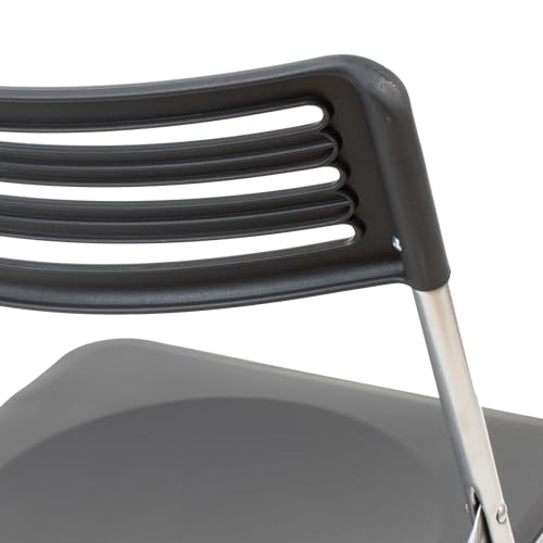 THE SECRET HOME - Silla Plegable de Metal y PVC - Alto: 80 cm x Largo: 42 cm - Color Negro - Asiento con Estructura Metálica - Ideal para Despacho, Cocina, Salón, Terraza (Modelo 2)