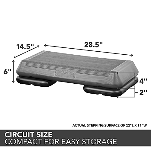 The Step Plataforma aeróbica Original, tamaño del Circuito, Unisex, Plateado y Negro, Number of Risers-2