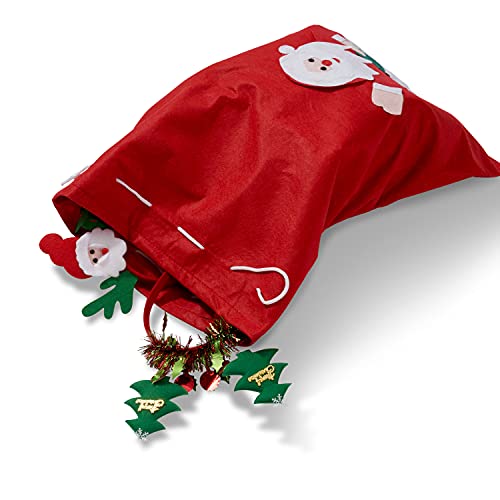 THE TWIDDLERS 5 Sacos de Navidad Papá Noel, Sacos Rojos Santa, Bolsas Regalo Navideñas, 60cm| Fieltro Premium, Ecológico, Resistente| Envoltorio de Regalo Práctico y Fácil para Niños