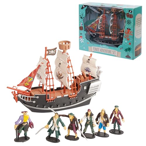 THE TWIDDLERS Barco Pirata con Figuras - Regalo Ideal para Niños Mayores a 5 Años