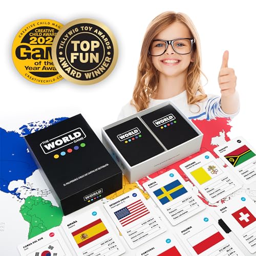 The World Game - Juego de Cartas de Geografía - Juego de Mesa Educativo para Niños, Familiares y Adultos Niños y Niñas Adolescentes - En Español