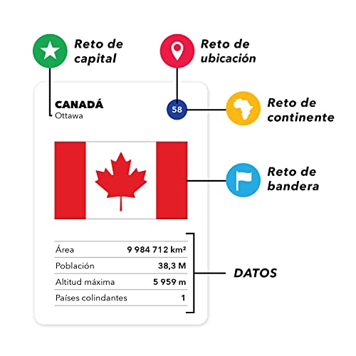 The World Game - Juego de Cartas de Geografía - Juego de Mesa Educativo para Niños, Familiares y Adultos Niños y Niñas Adolescentes - En Español