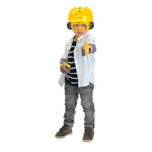 Theo Klein 8537 Set de Accesorios, Guantes de Trabajo, Gafas de Seguridad, Orejeras y Casco de Calidad, Medidas del Embalaje 30 cm x 38 cm 10 cm, Juguete para niños a Partir de 3 años