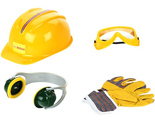 Theo Klein 8537 Set de Accesorios, Guantes de Trabajo, Gafas de Seguridad, Orejeras y Casco de Calidad, Medidas del Embalaje 30 cm x 38 cm 10 cm, Juguete para niños a Partir de 3 años