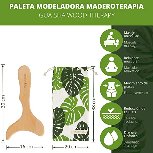 Thermikoa Tabla Moldeadora Maderoterapia Corporal para Drenaje Linfático en Piernas, Brazos, Glúteos y Abdomen, Masajeador Anticelulitico Madera, Guasha Corporal para Masaje Manual