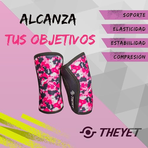 Theyet 2 Rodilleras Compresión Neopreno 7mm | Soporte Ajustable Hombre y Mujer | Gimnasio Crossfit Powerlifting Fitness Gym Halterofilia | Protecciones Deportivas para Rodillas (M)