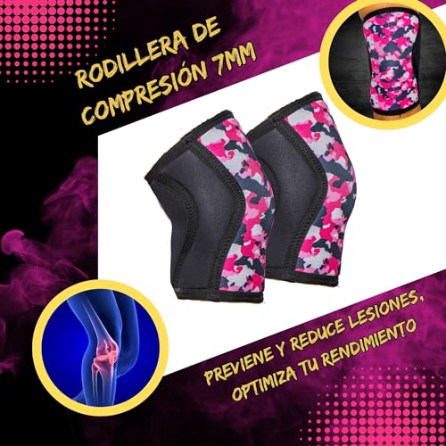 Theyet 2 Rodilleras Compresión Neopreno 7mm | Soporte Ajustable Hombre y Mujer | Gimnasio Crossfit Powerlifting Fitness Gym Halterofilia | Protecciones Deportivas para Rodillas (M)